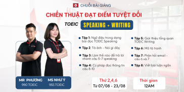 Nhận ngay 8 bài giảng Chinh Phục TOEIC Speaking & Writing cùng Ms Như Ý và Mr Phương Phạm